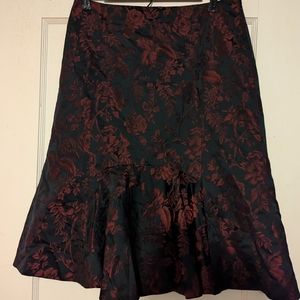 Ann Taylor Floral Black and Red Skirt